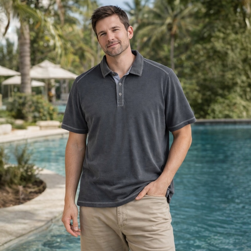 Tommy Bahama Tencel‎ Performance Polo Shirt Gray Soft Breathable Men’s Medium